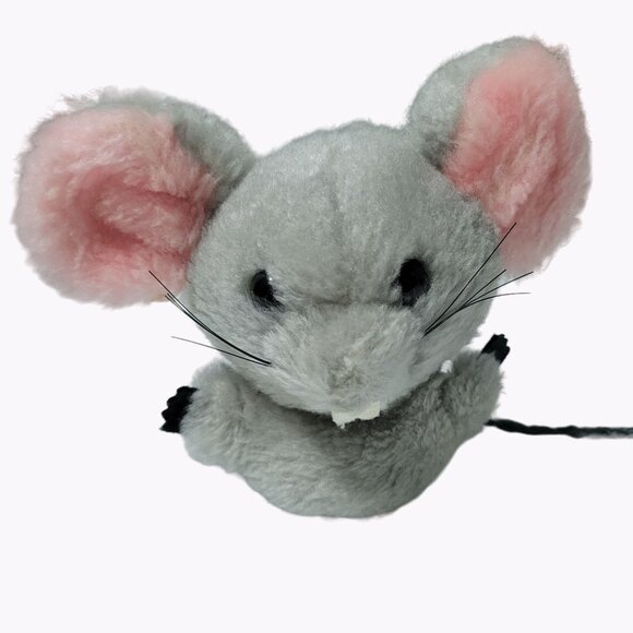 Vintage 70s Fun Farms Mouse 5 inch Plush Rodent Rat Gray Stuffed Animal Toy - Picture 1 of 5